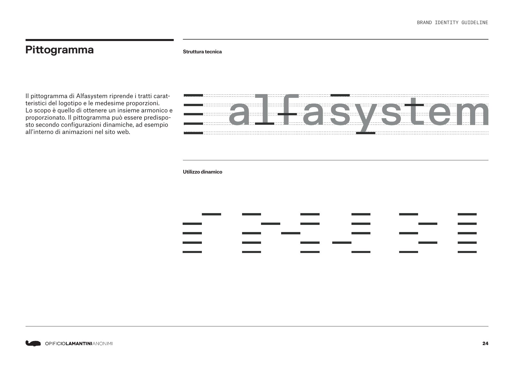 Brand book Alfasystem: la struttura tecnica del pittogramma
