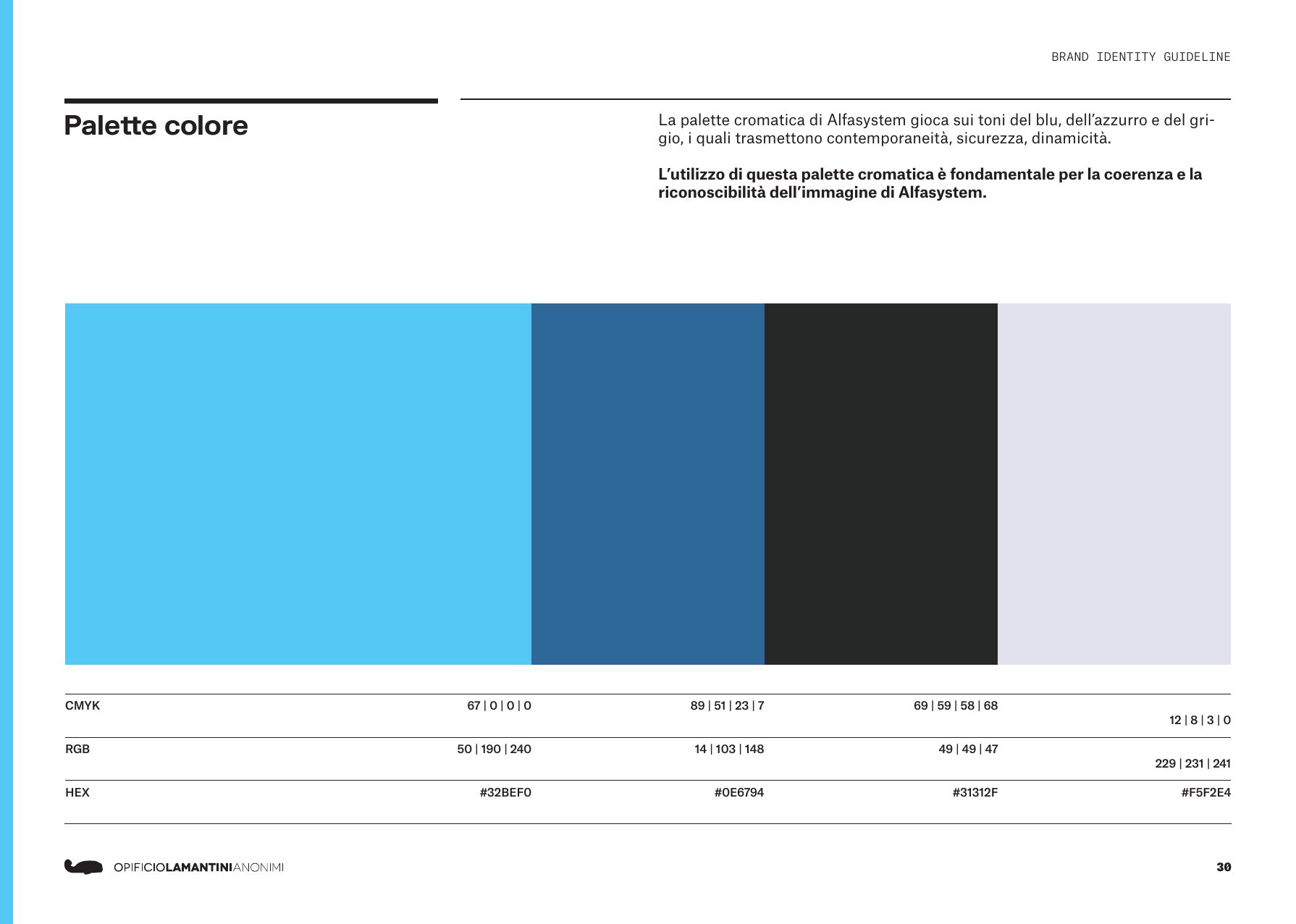 Brand book Alfasystem: palette colore