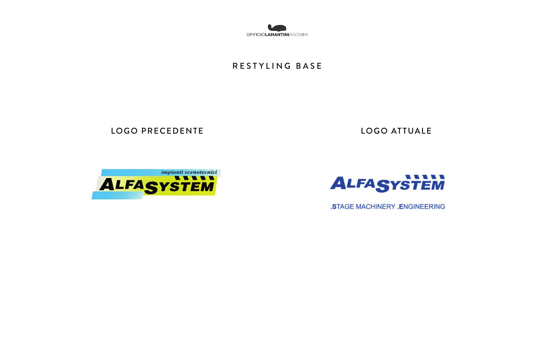 Slide del restyling: il logo precedente accanto a quello in uso