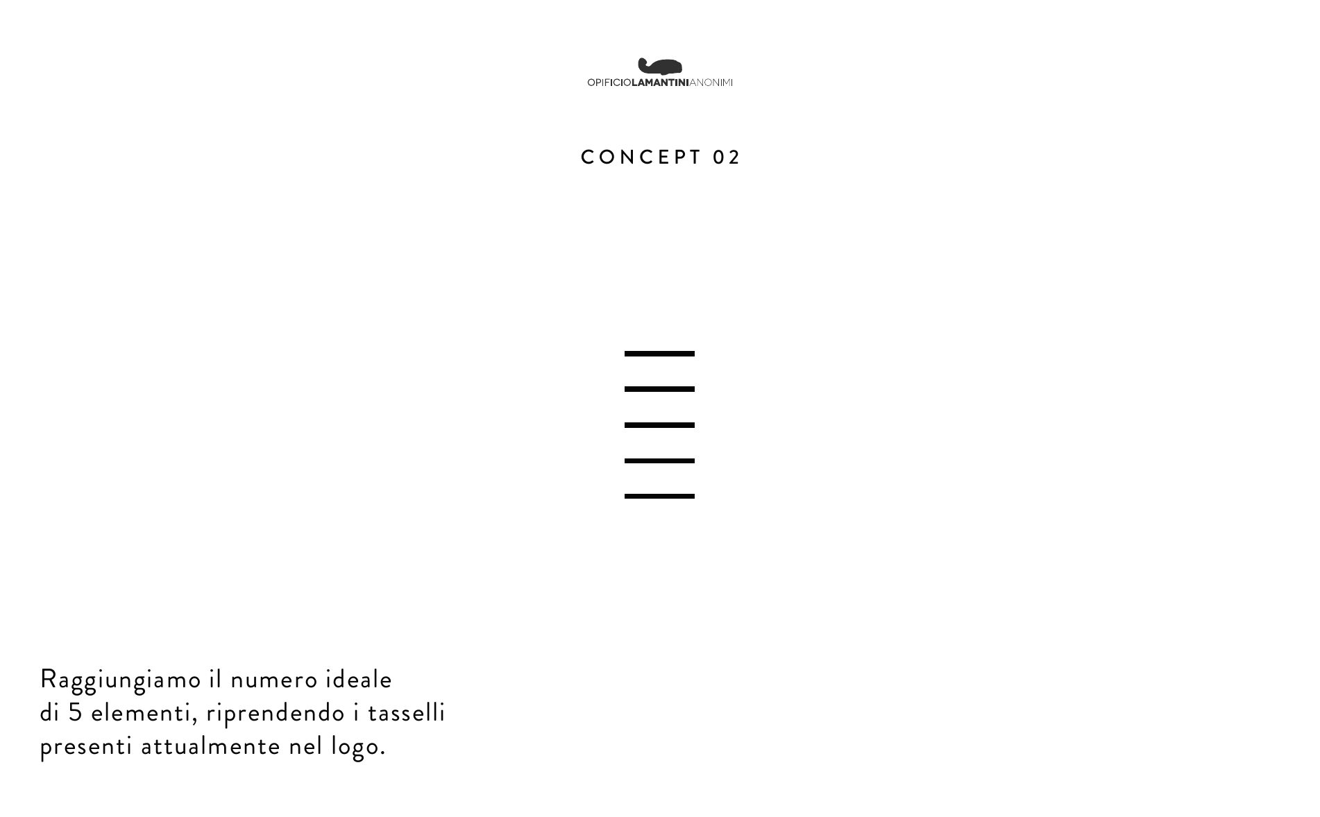 Concept 02: i cinque segni grafici che riprendono i tasselli del logo
