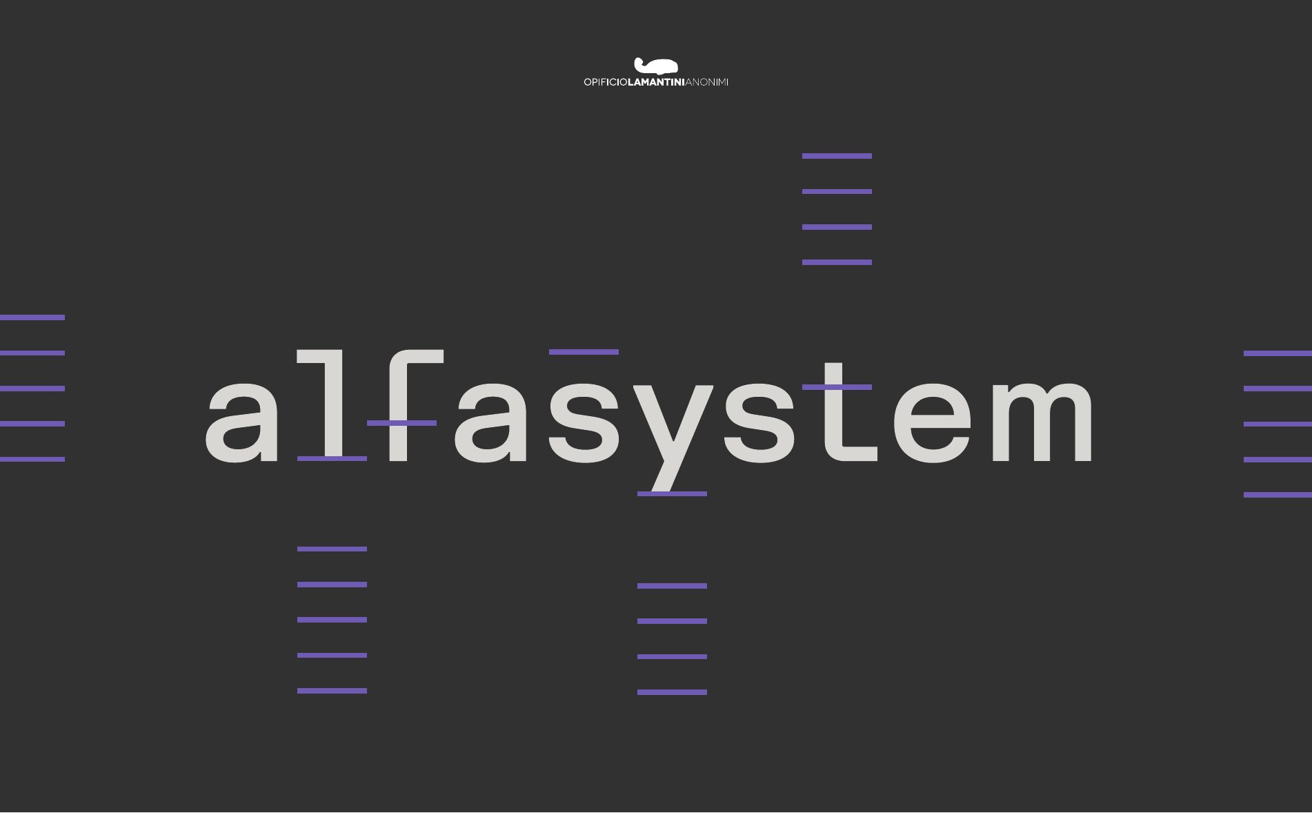 Il logotipo alfasystem su fondo scuro
