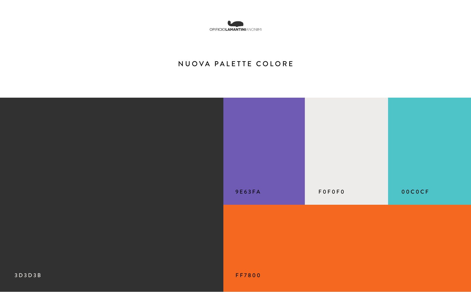 Proposta di palette con verde, viola e arancione
