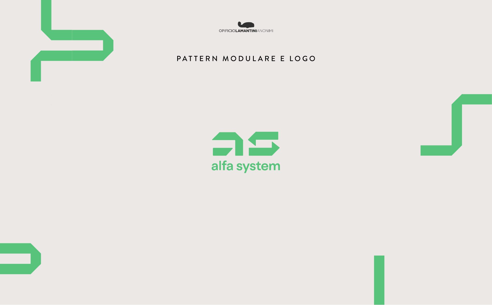Pattern modulare in verde accostato al monogramma as