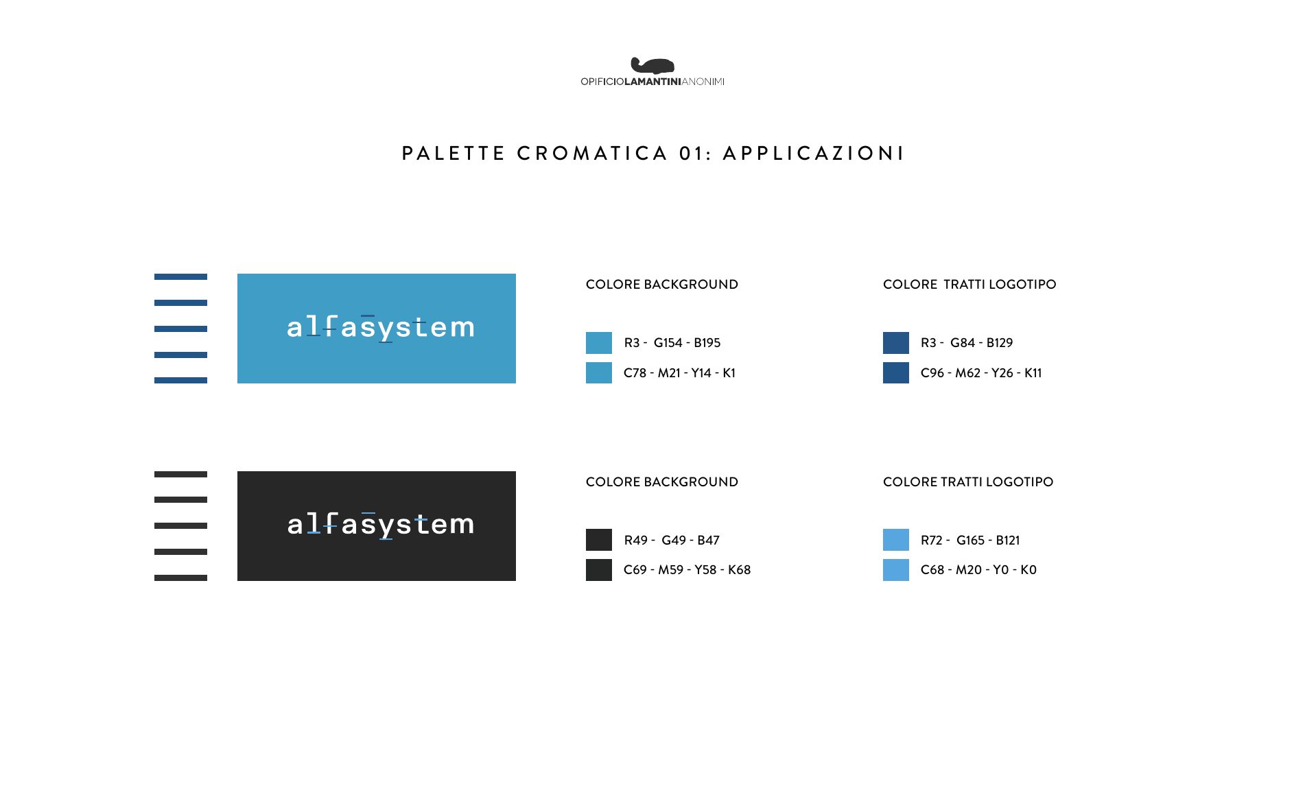 Applicazioni della palette cromatica 01 al logotipo
