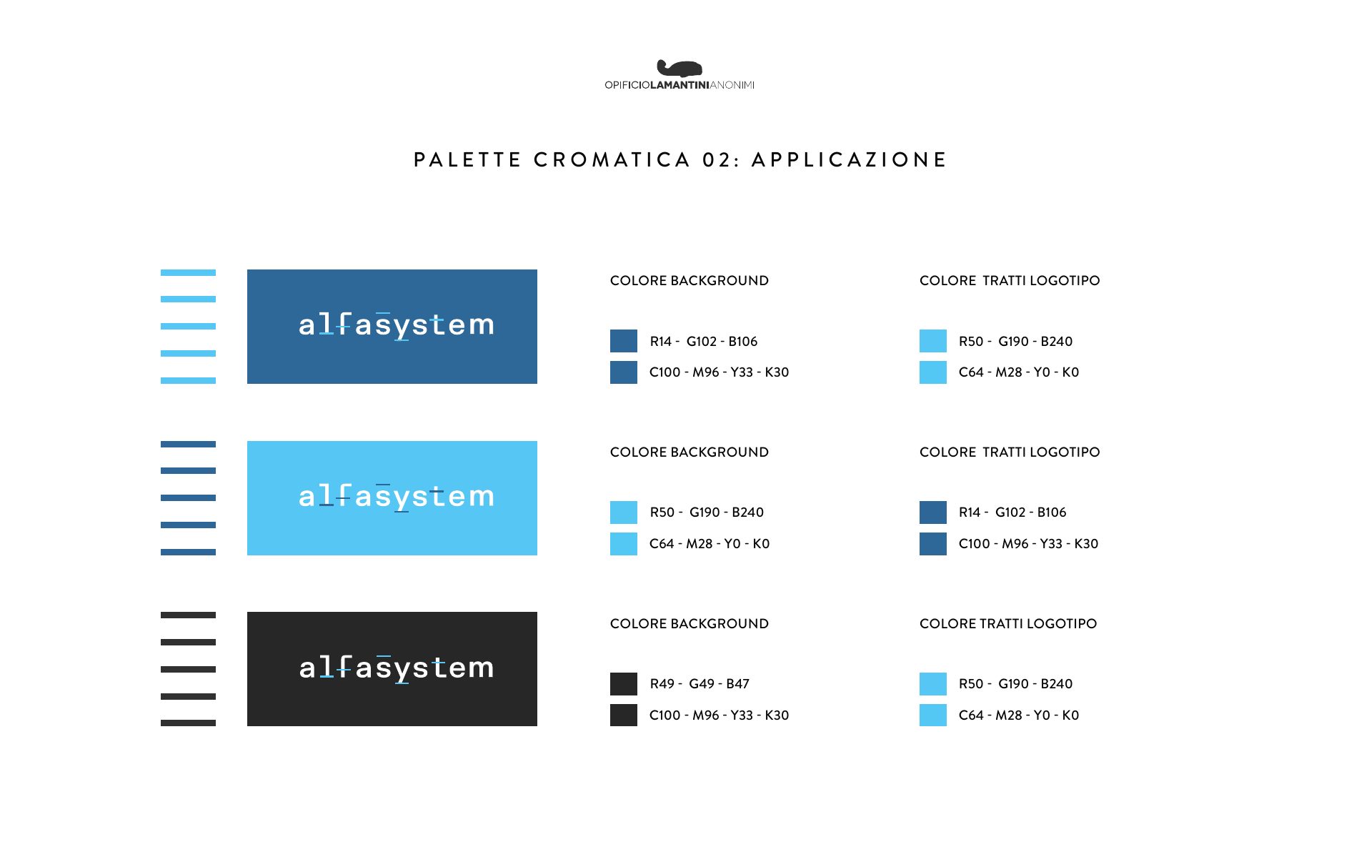 Applicazioni della palette cromatica 02 al logotipo