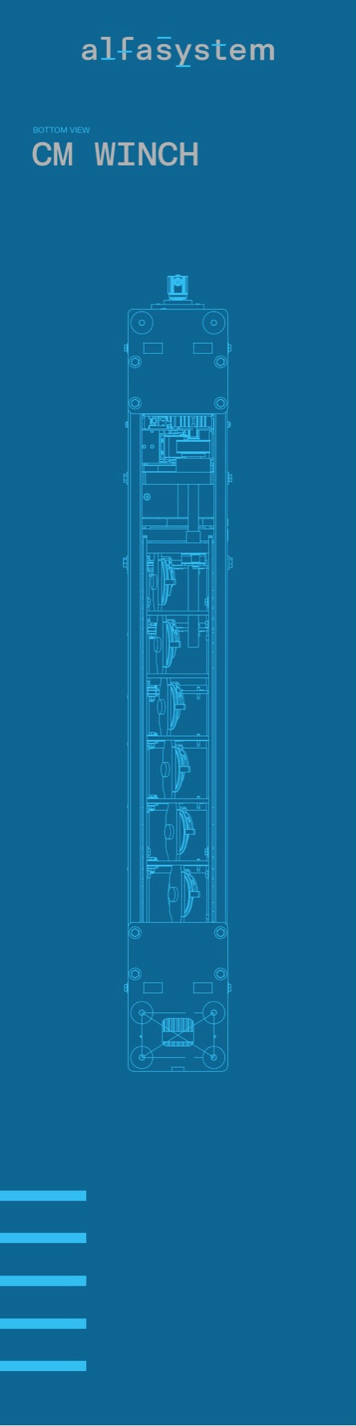 Totem verticale con il disegno tecnico di un secondo argano