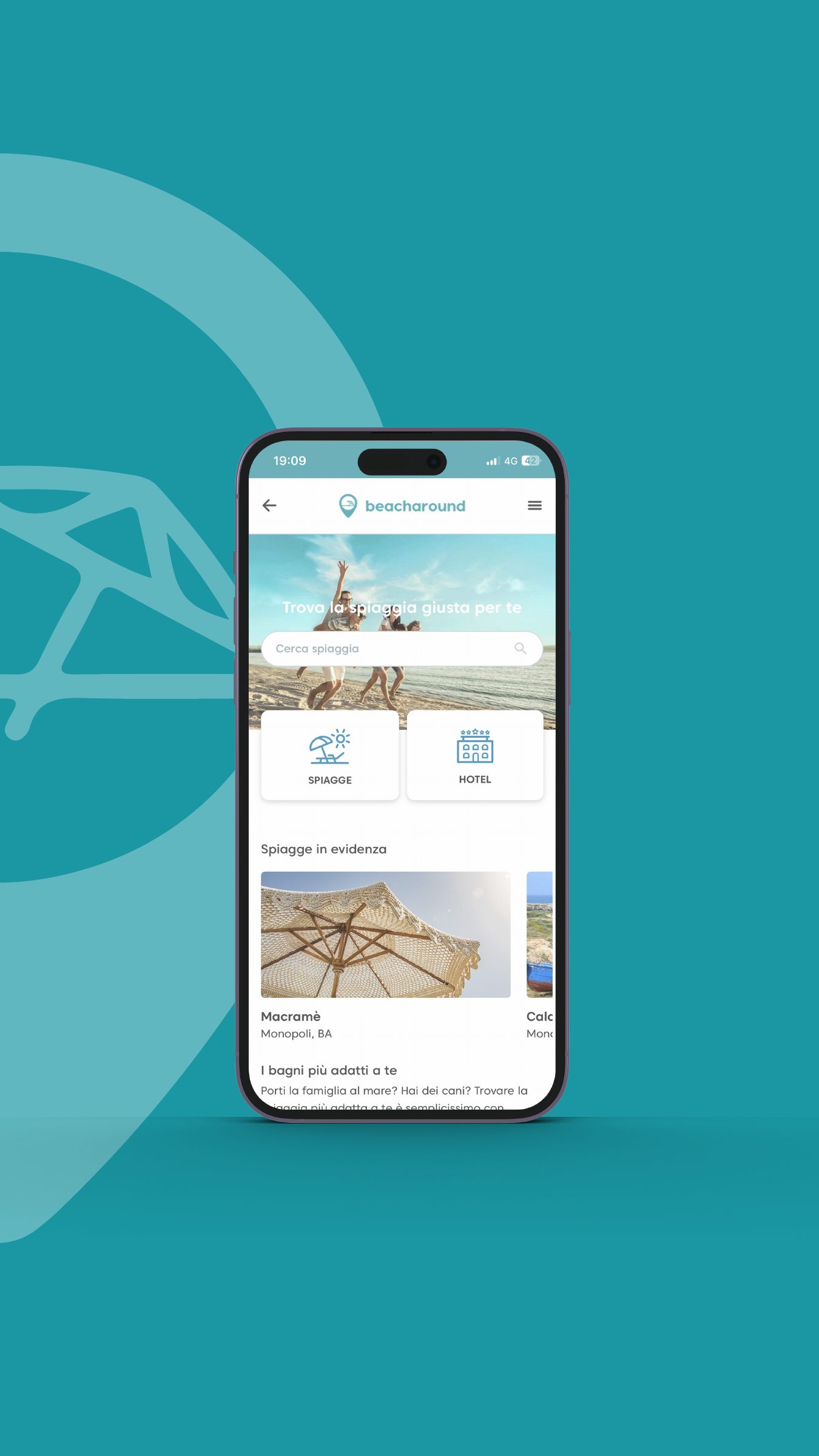 Storia Instagram Beacharound con il portale su smartphone