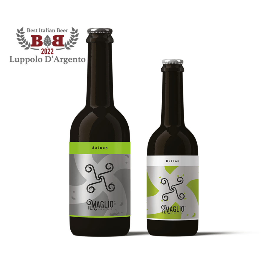 Saison: bottiglie con etichetta argento e verde chiaro