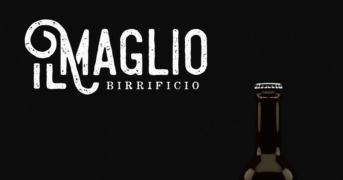 Copertina social del Maglio: il logotipo in bianco su fondo nero e il collo di una bottiglia