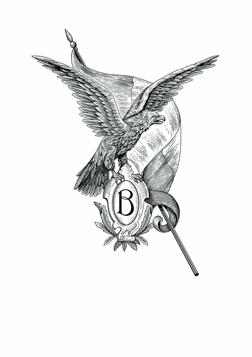 Illustrazione: l’aquila con la bandiera e lo stemma