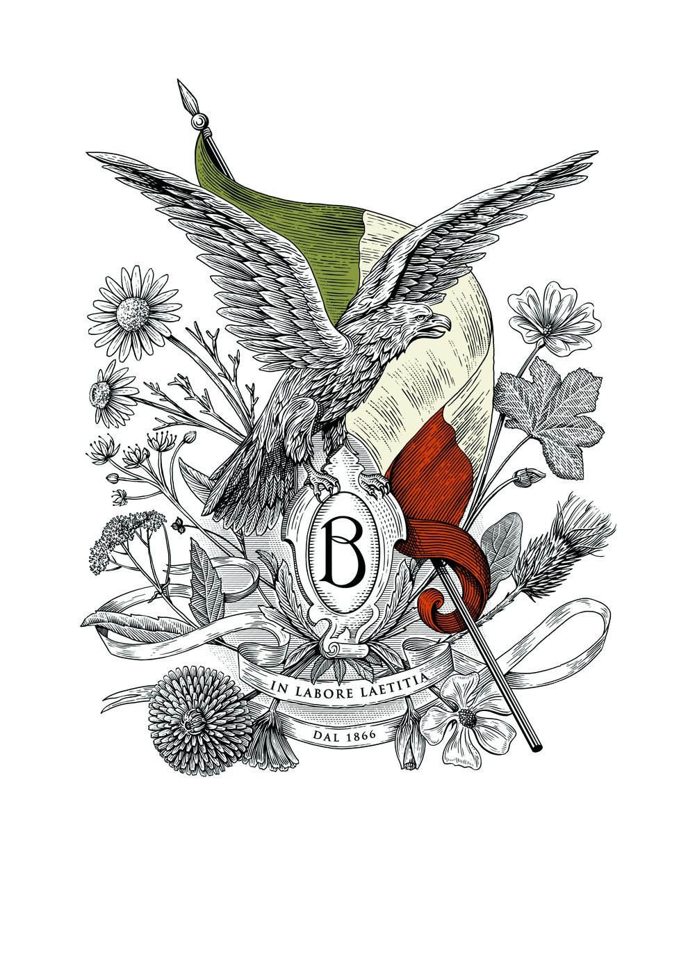 L’illustrazione di Brisighello nella versione a colori, con la bandiera italiana