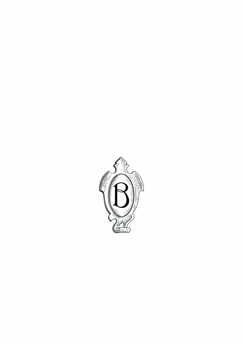 Illustrazione: lo stemma ovale con il monogramma B