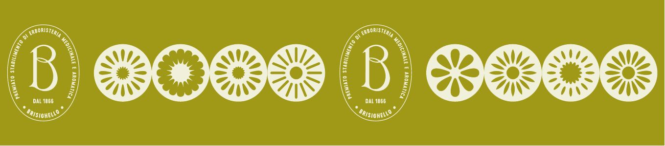 Nastro Brisighello con sigilli e icone su fondo verde oliva