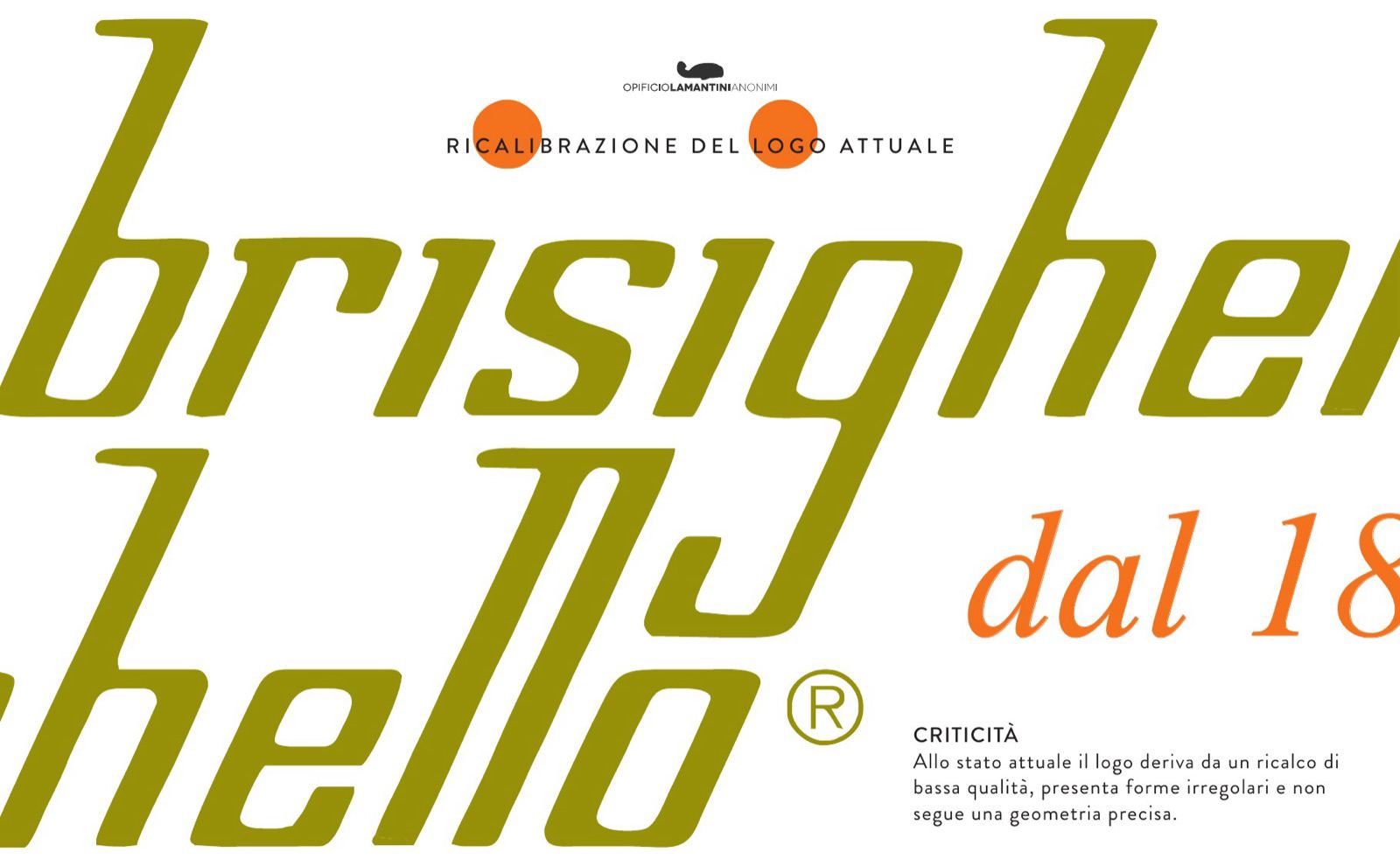 Slide sulla criticità del logo in uso: forme irregolari, nessuna geometria precisa