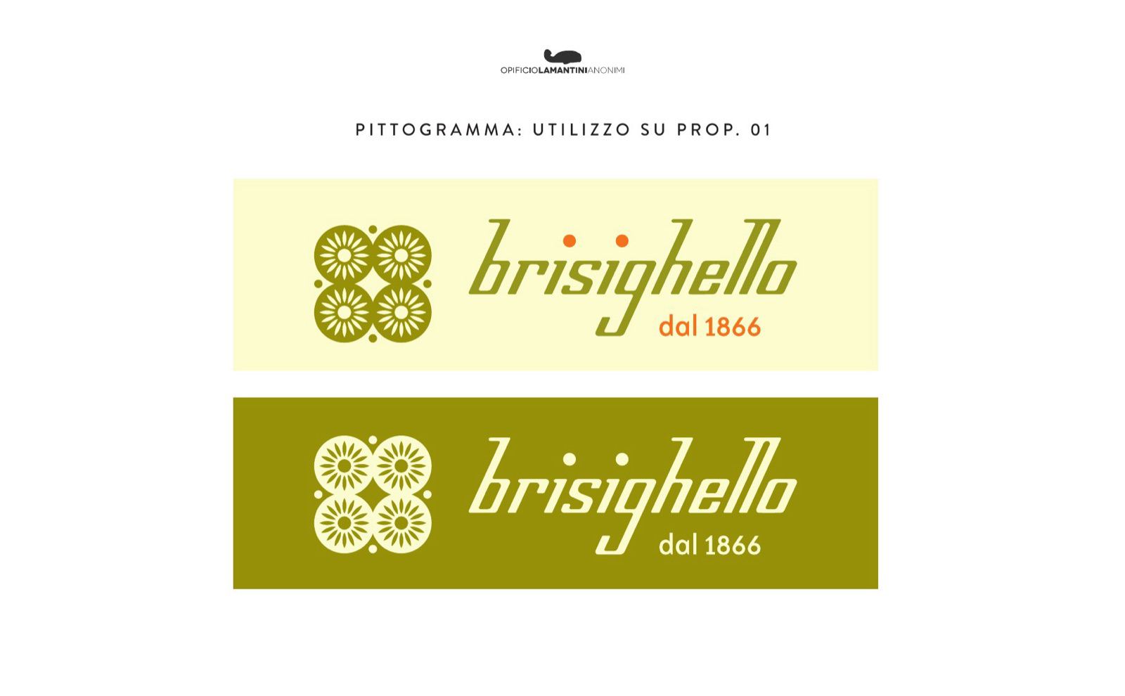 Slide con il pittogramma geometrizzato applicato alla proposta 01