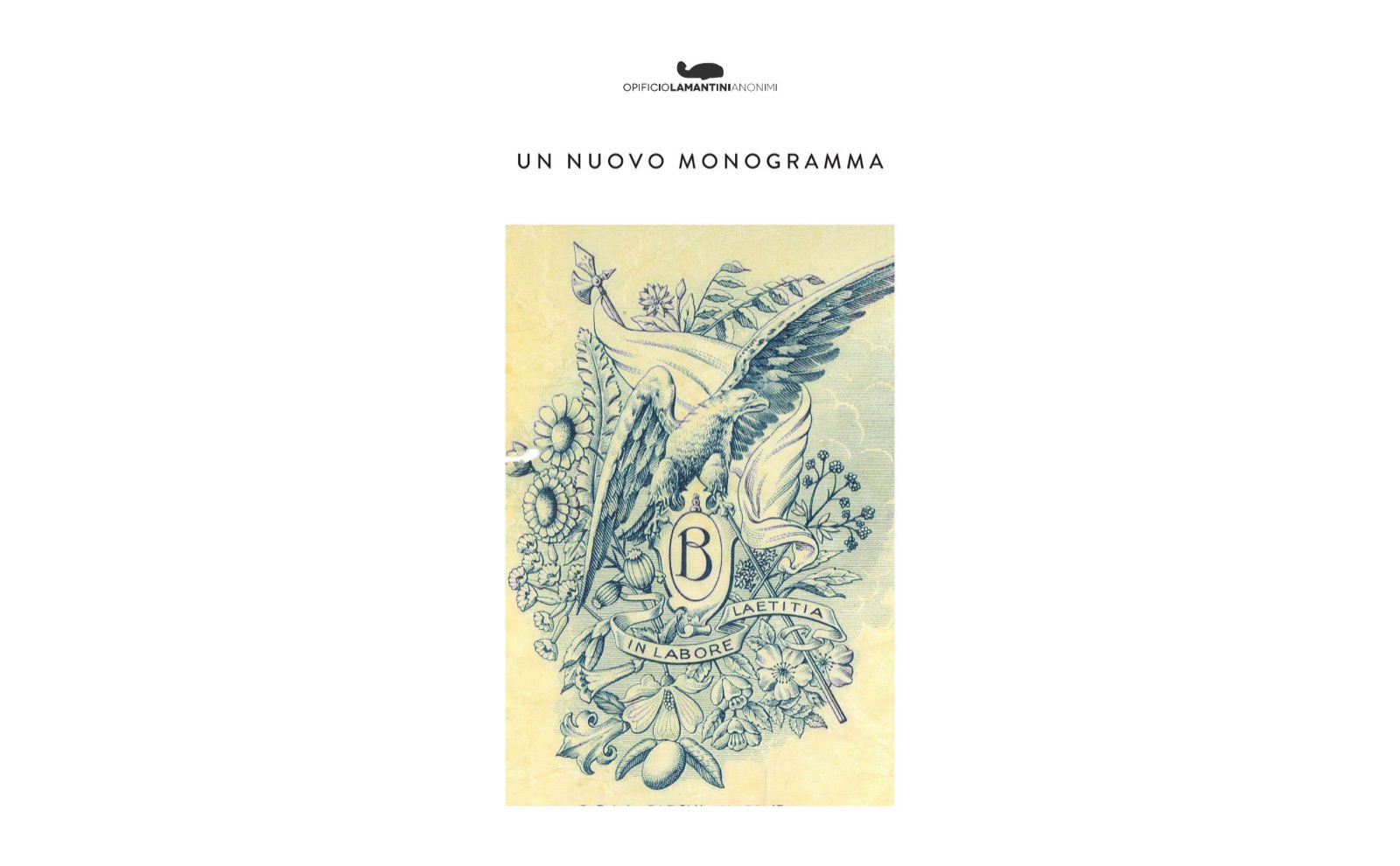 Slide con l’incisione storica da cui è stato ripreso il monogramma B
