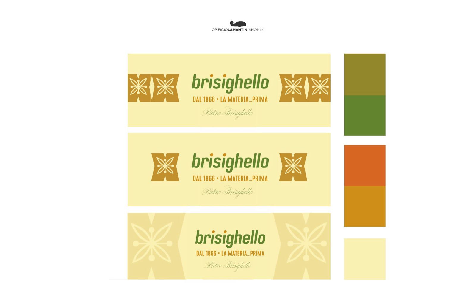 Slide con varianti di etichetta e campioni di palette