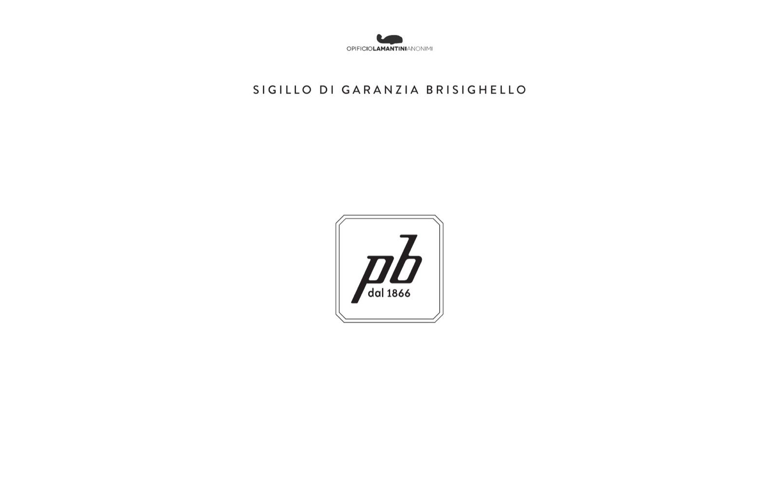 Slide con il monogramma pb usato come sigillo di garanzia