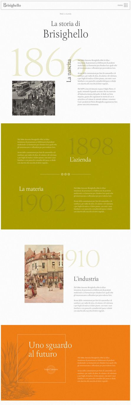 Sito brisighello.it, la pagina sulla storia dell’azienda