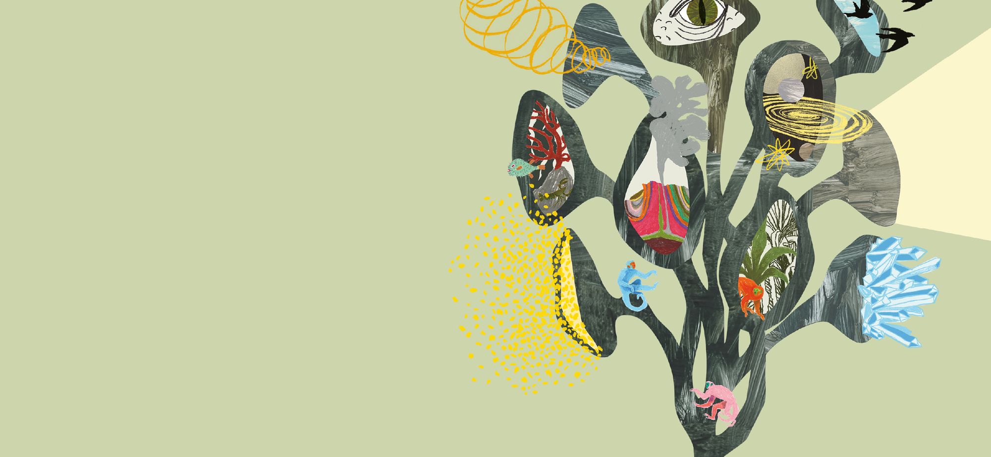 Banner del sito 2024 con l’illustrazione di Anna Marzuttini su fondo verde chiaro