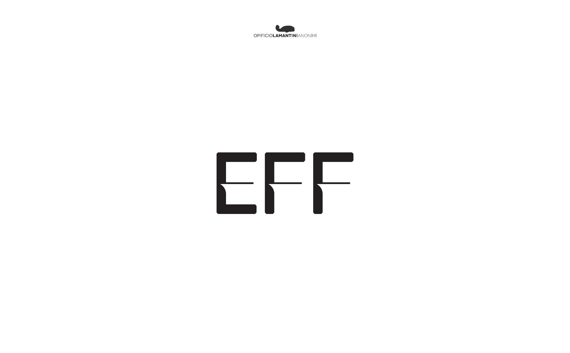 Presentazione del marchio: la sigla EFF disegnata con il nuovo carattere