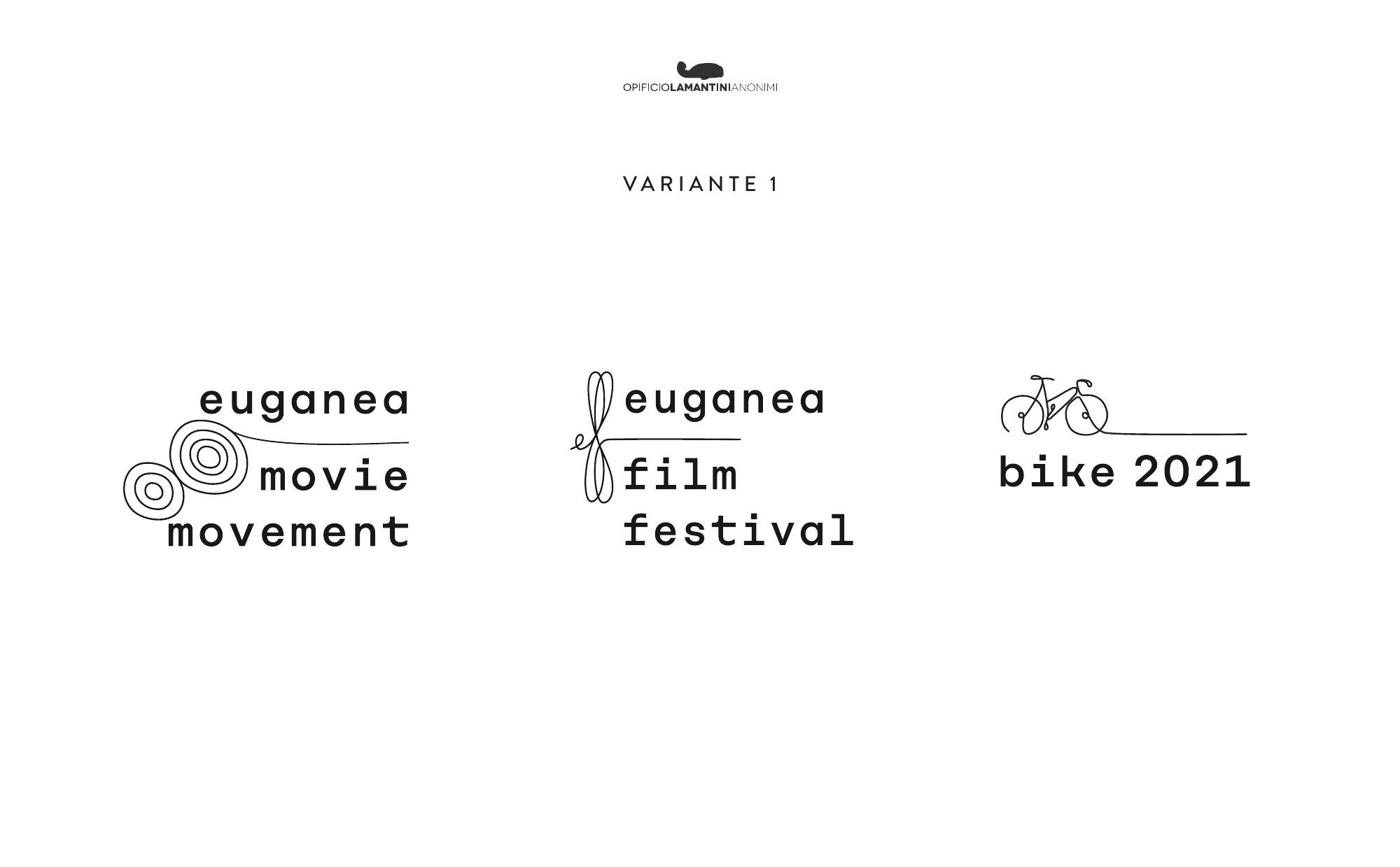 Proposta a linea singola applicata ai nomi Euganea Movie Movement, Euganea Film Festival e Bike 2021