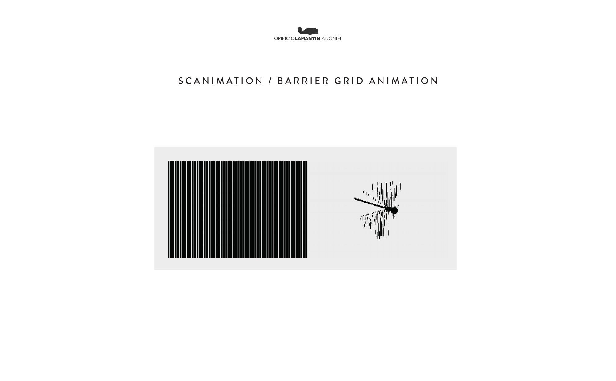 Slide Scanimation, barrier grid animation: la griglia di righe nere accanto alla libellula