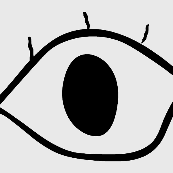 Animazione in scanimation di un occhio che si apre e si chiude