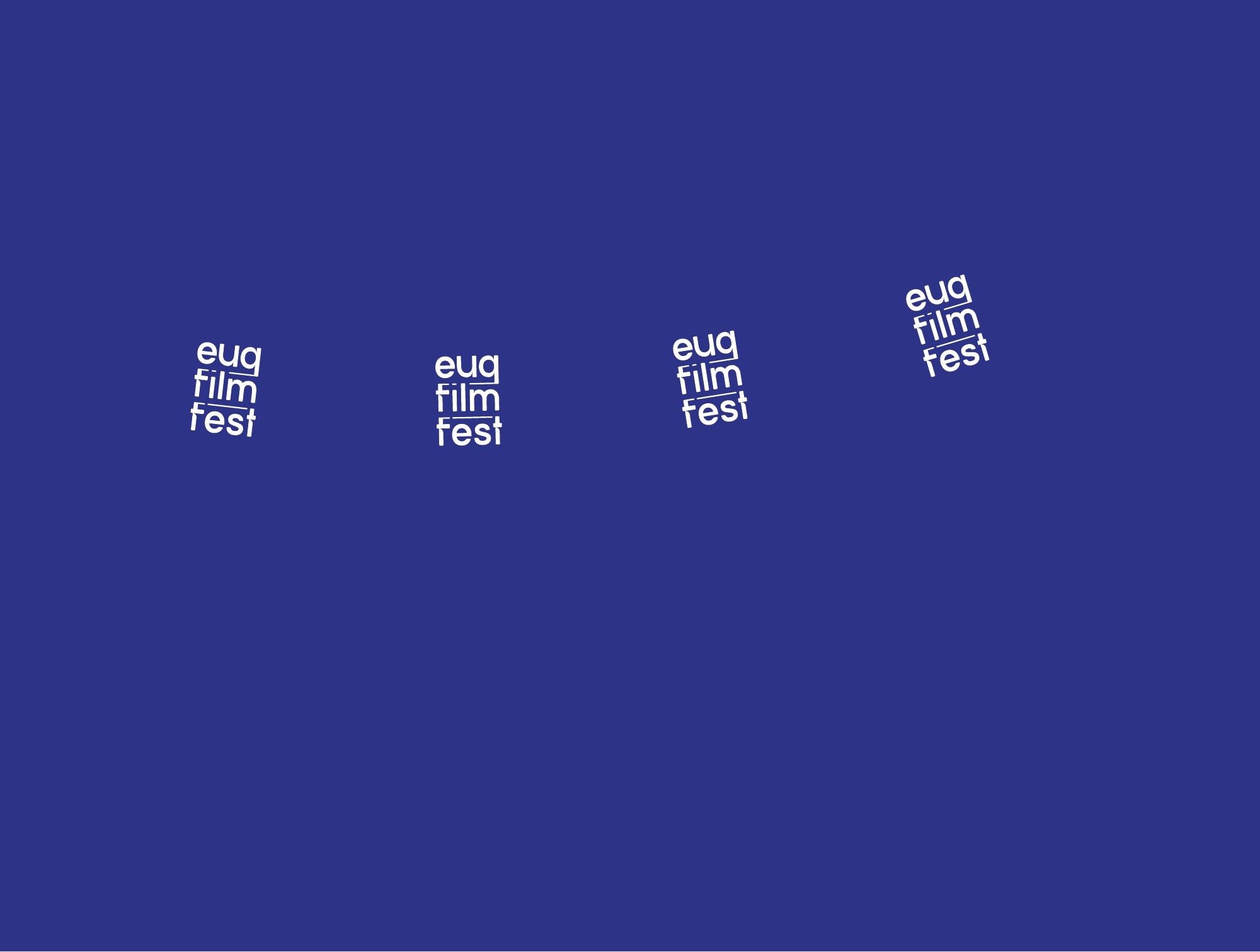 Grafica per sgabelli con la sigla euq film fest ripetuta su fondo blu