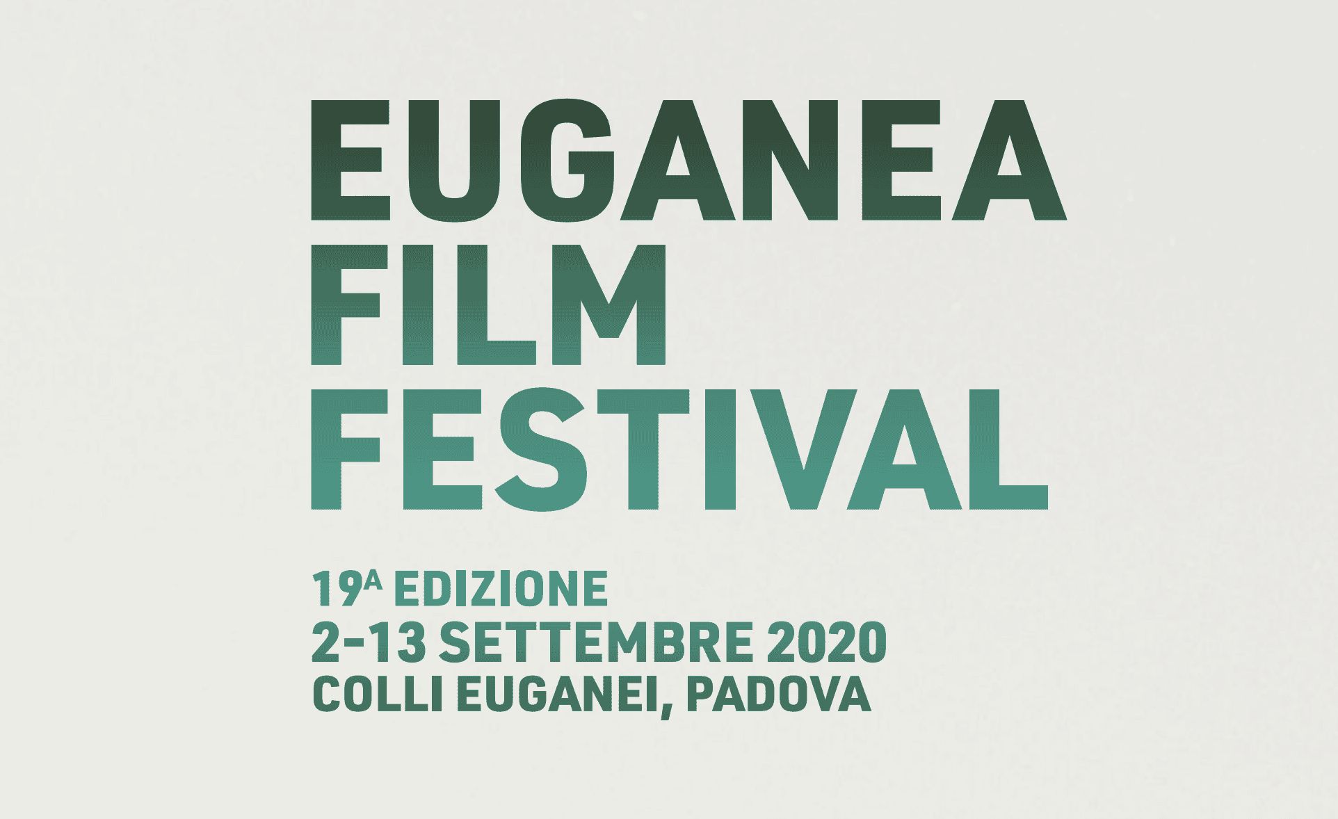Il visual 2020 dell’Euganea Film Festival: la scritta del festival in verde, 19ª edizione, 2-13 settembre 2020