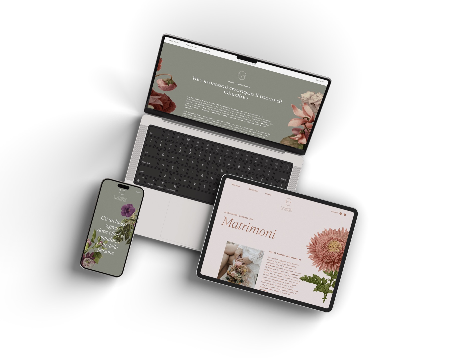 Il sito giardinodeidesideri.it su portatile, tablet e telefono
