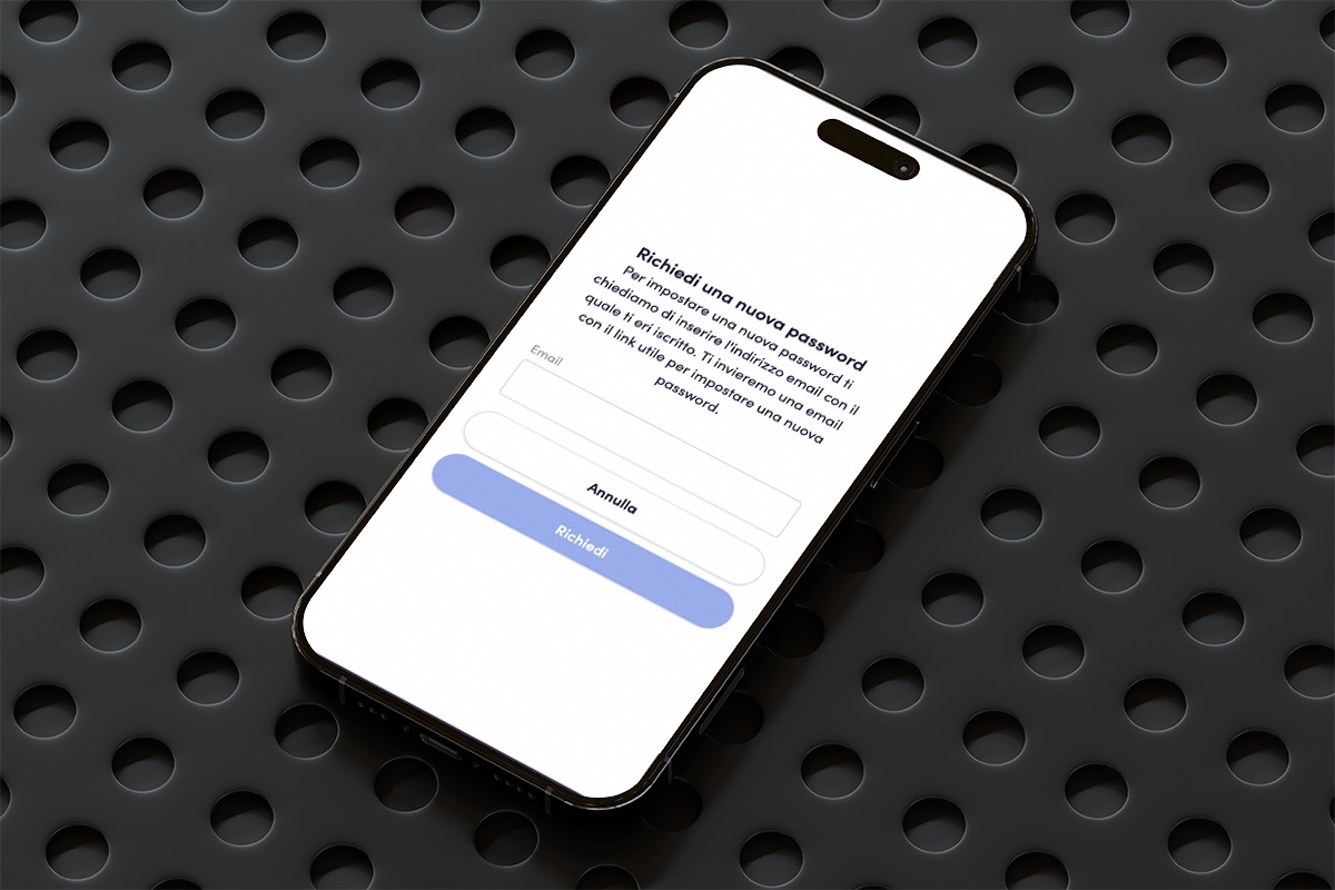 La richiesta di una nuova password nell’app Hail, su smartphone