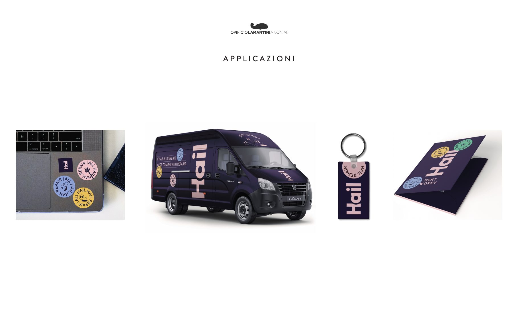 Strada 01, applicazioni: adesivi sul portatile, furgone, portachiavi, cartellina