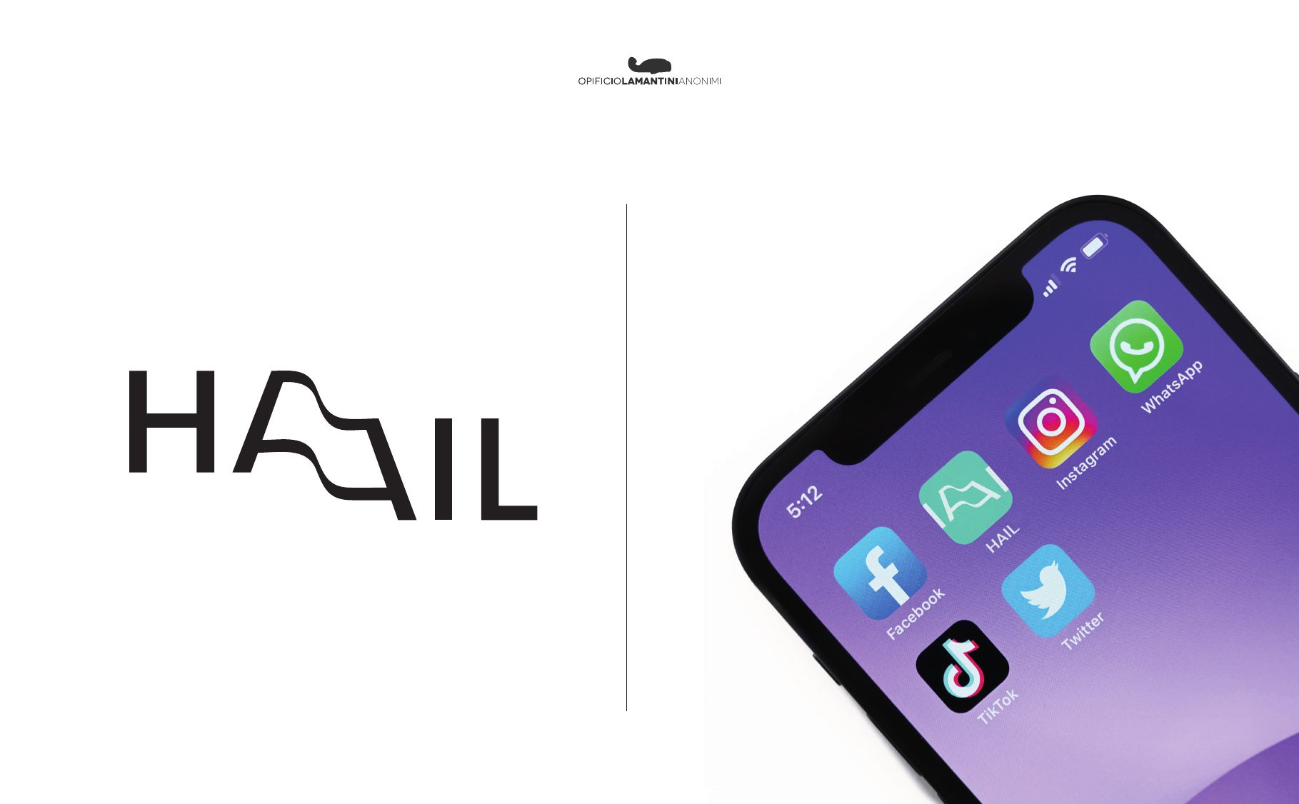Strada 02, deformazione: il lettering HAIL e l’icona dell’app su smartphone