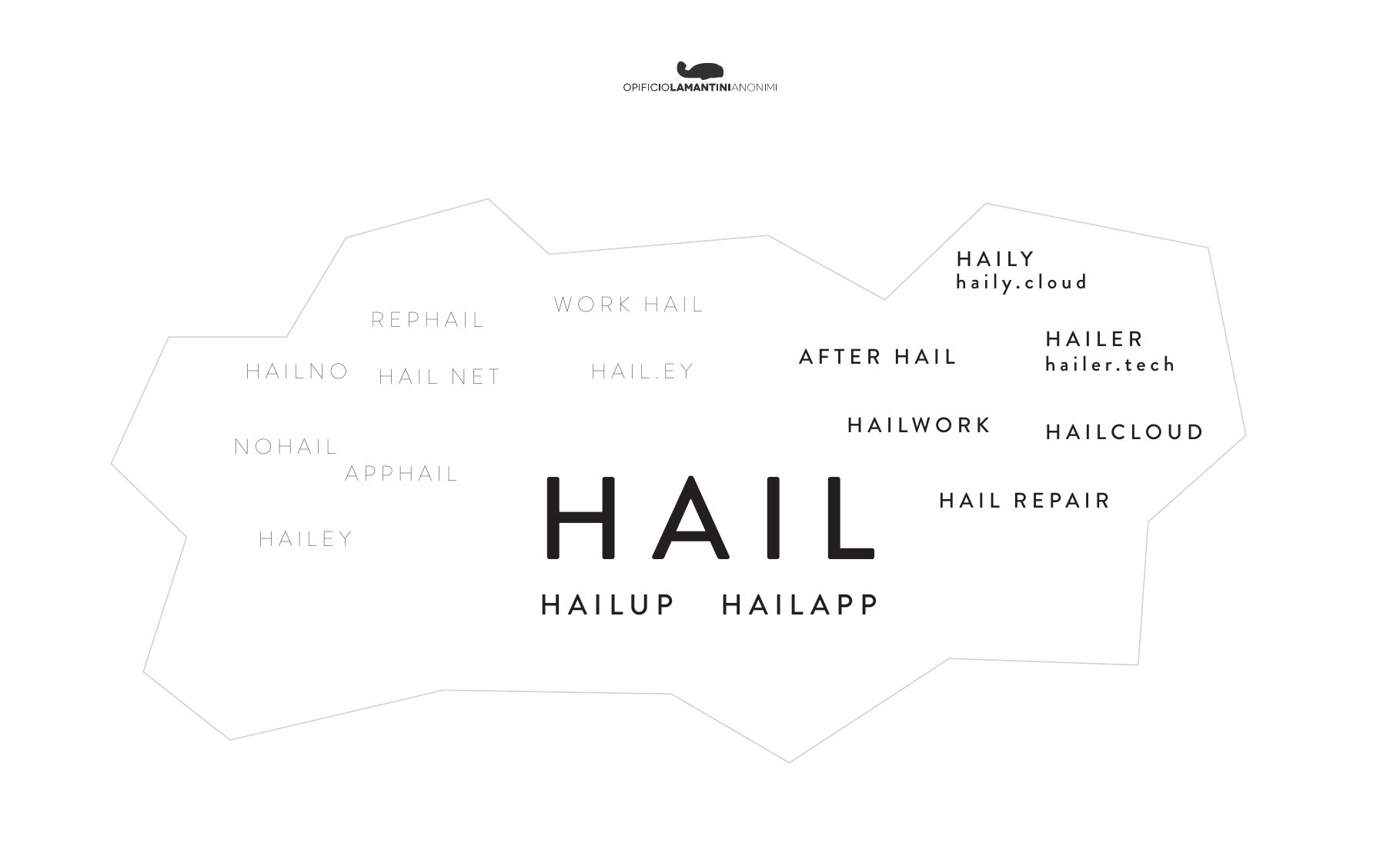 Le proposte di naming attorno alla parola HAIL: Hailup, Hailapp, Hailwork, Hailer e altre