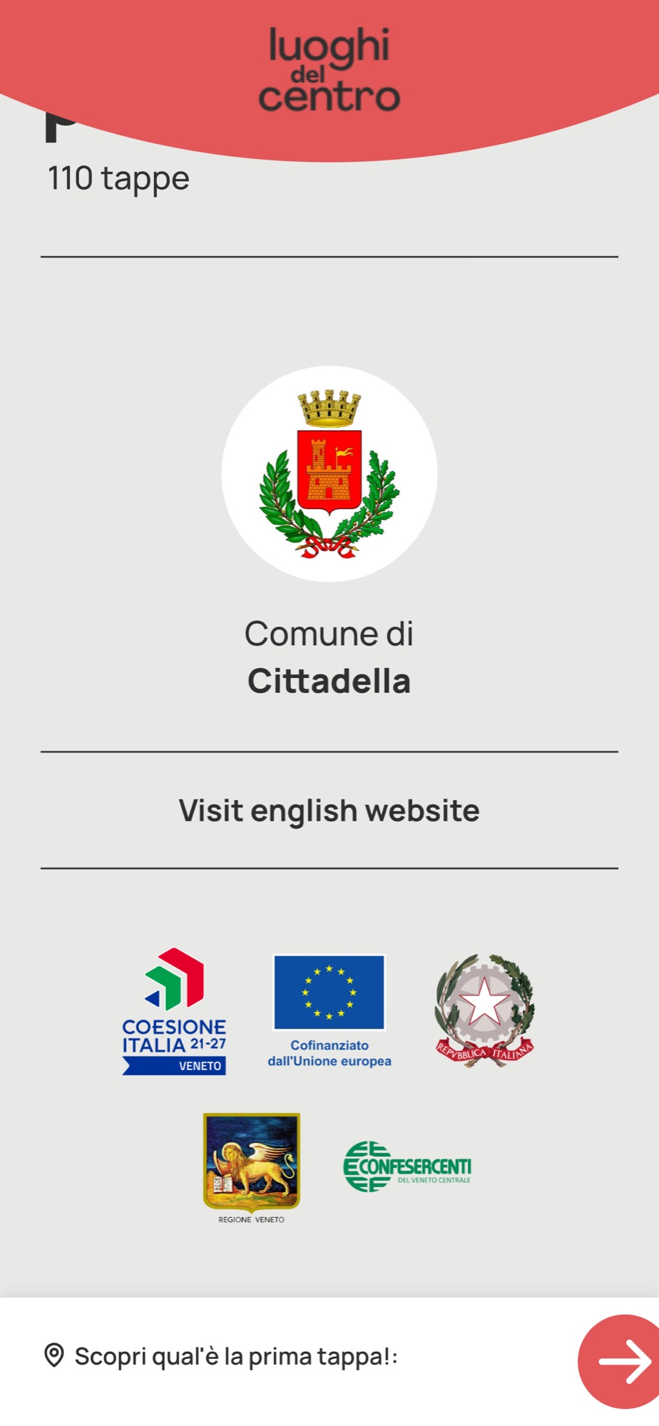 Il footer con i marchi del programma europeo, della Repubblica, della Regione del Veneto e di Confesercenti del Veneto Centrale