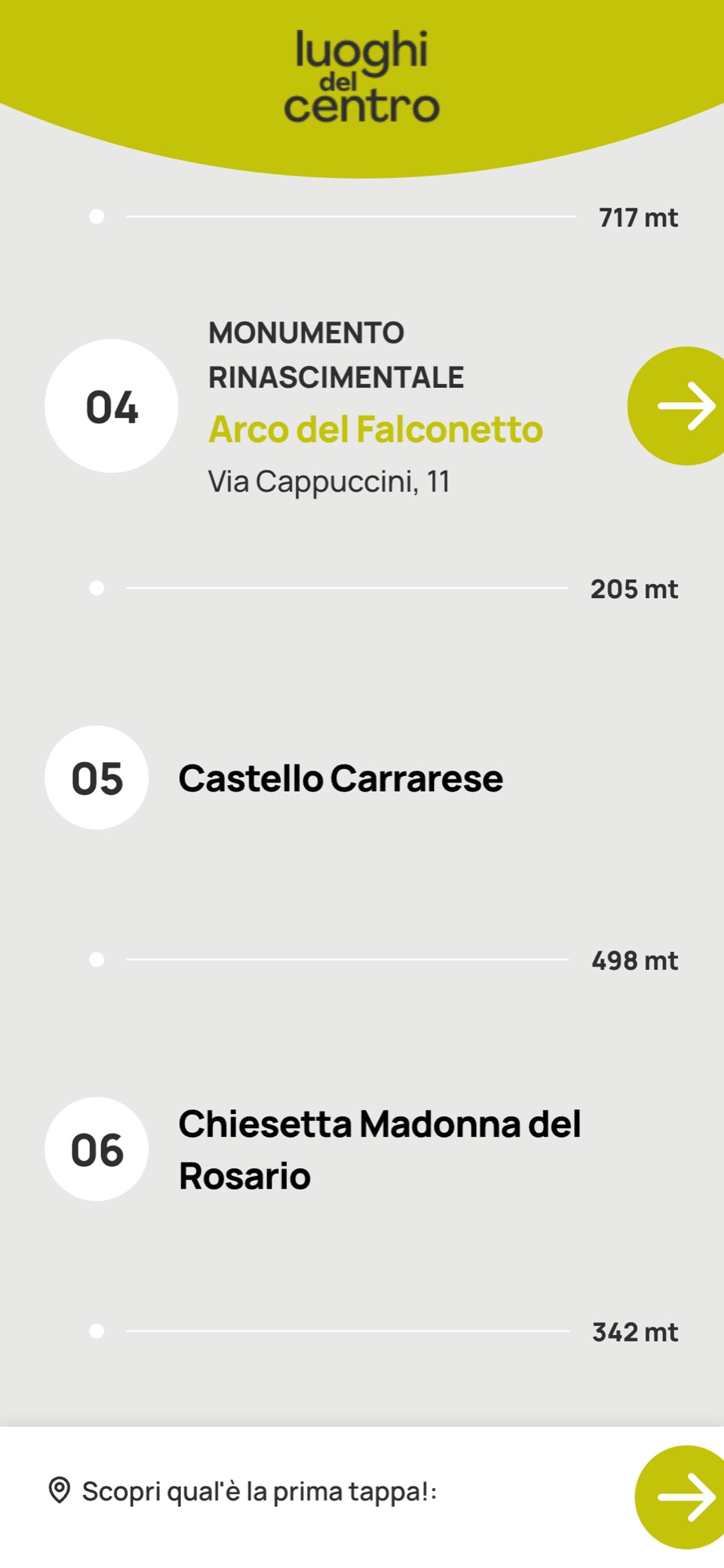 Itinerario dei monumenti di Este, nel suo colore lime