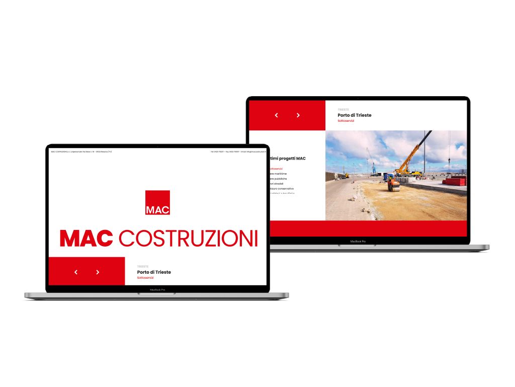 La landing page MAC Costruzioni su due portatili