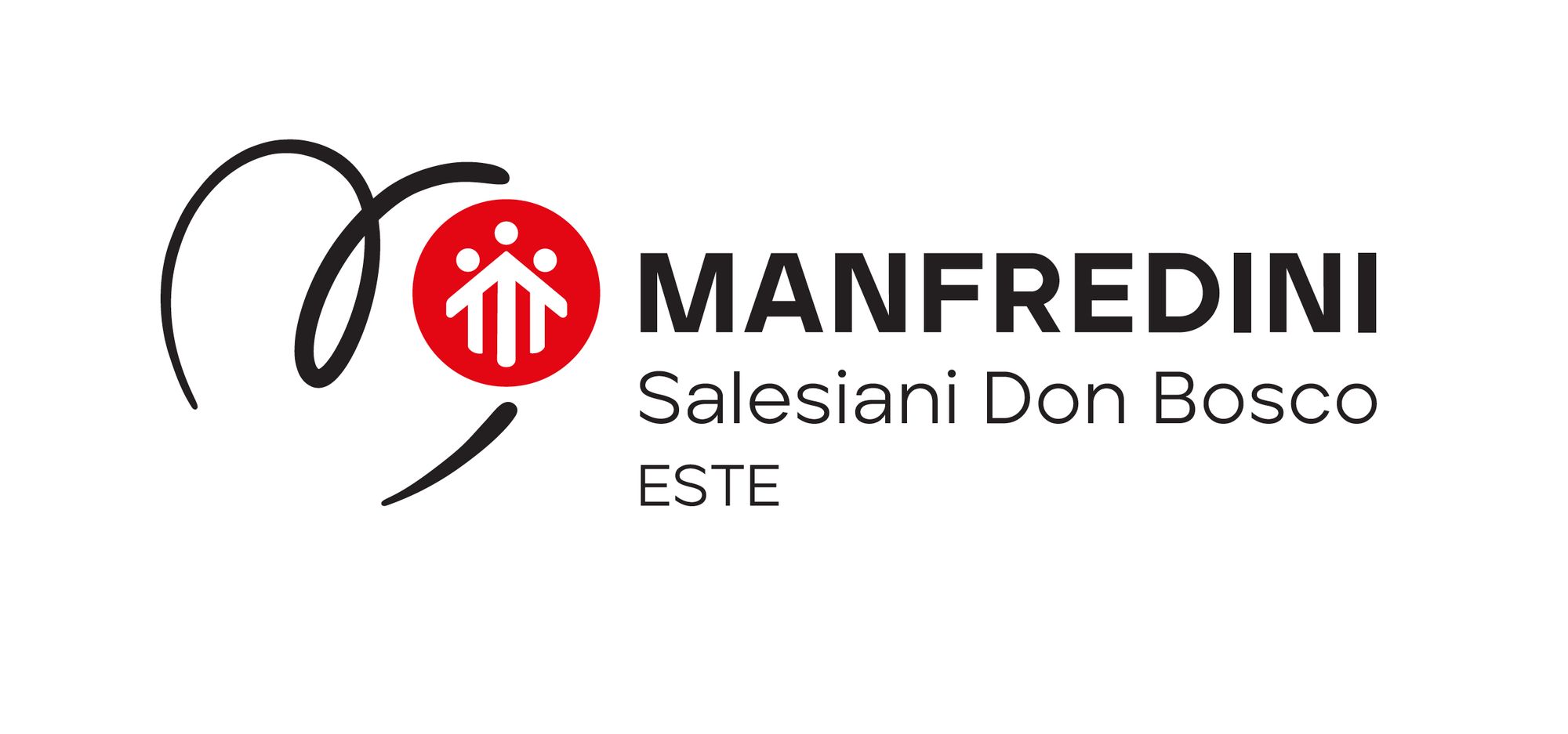The Manfredini Salesiani Don Bosco Este logo: a hand-drawn stroke next to the red Salesian symbol