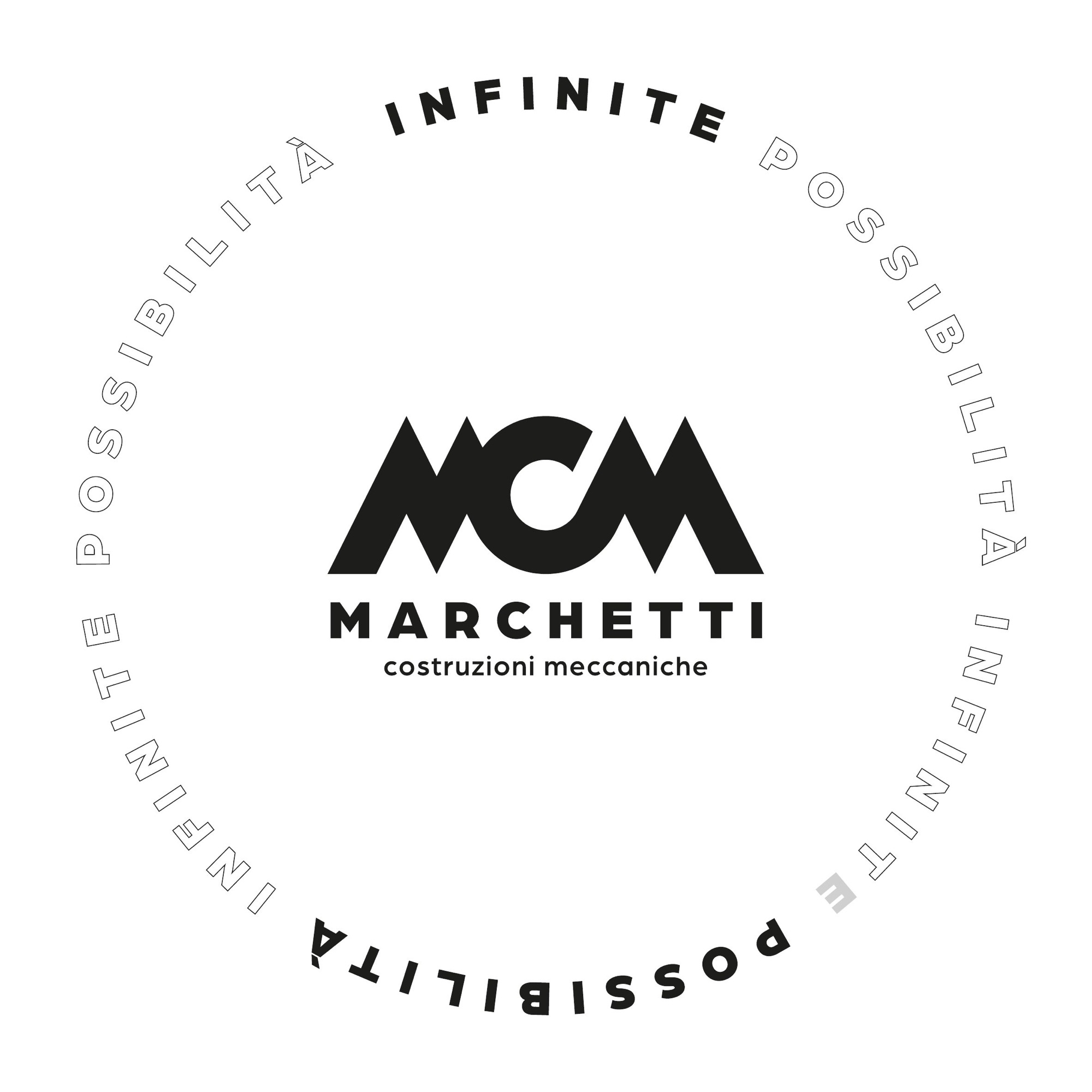 Stencil con il marchio dentro un anello di lettere infinite possibilità