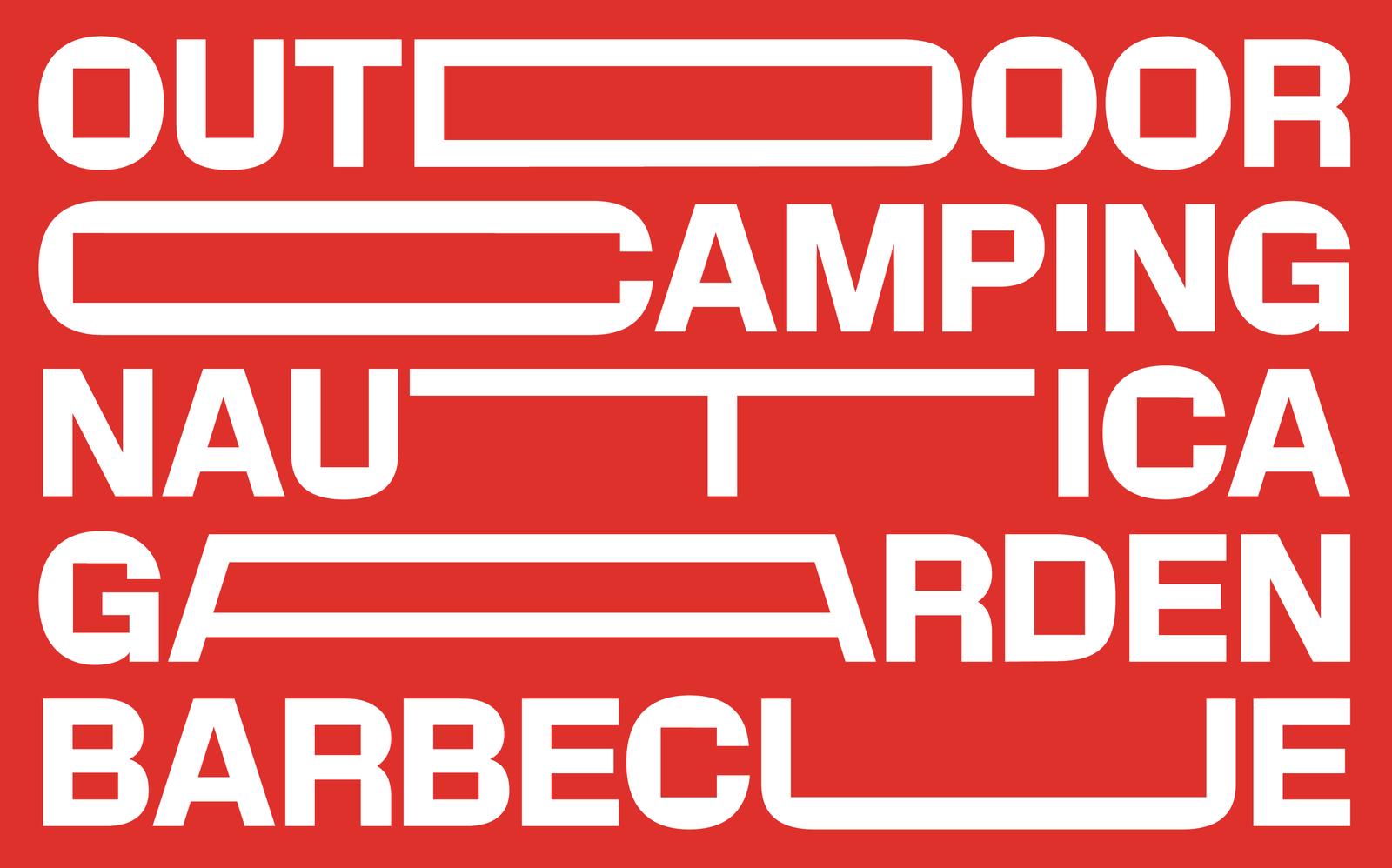 Reversed back of the Multistore business card: the words with stretched letters, white on red