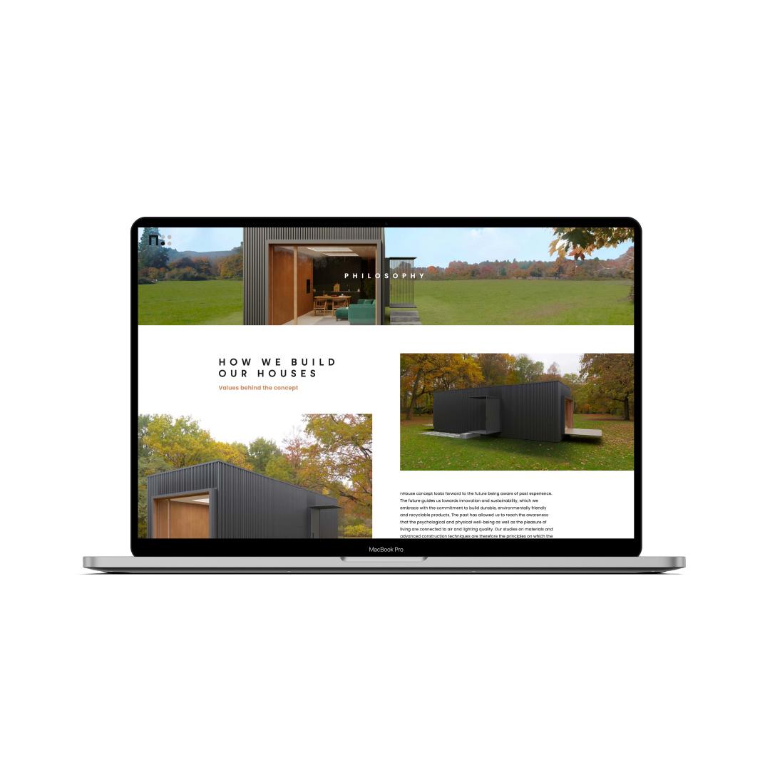 The nHouse website on a laptop: the section on how the homes are built