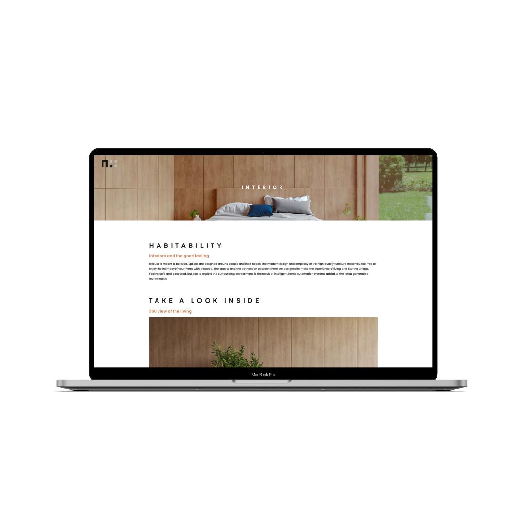 The nHouse website on a laptop: the Habitability section and the invitation Take a look inside