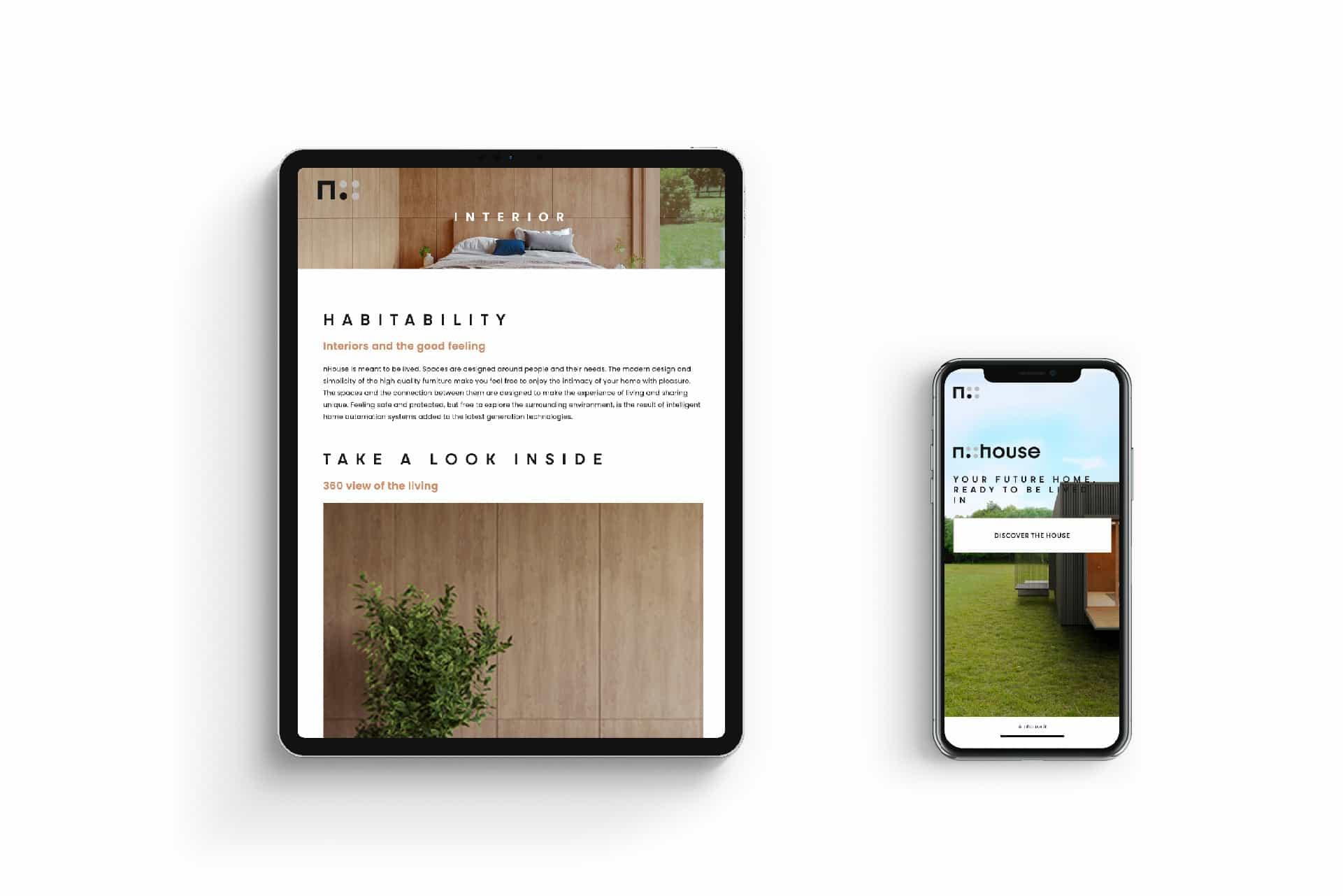 The nHouse website on tablet and smartphone, with the Habitability section