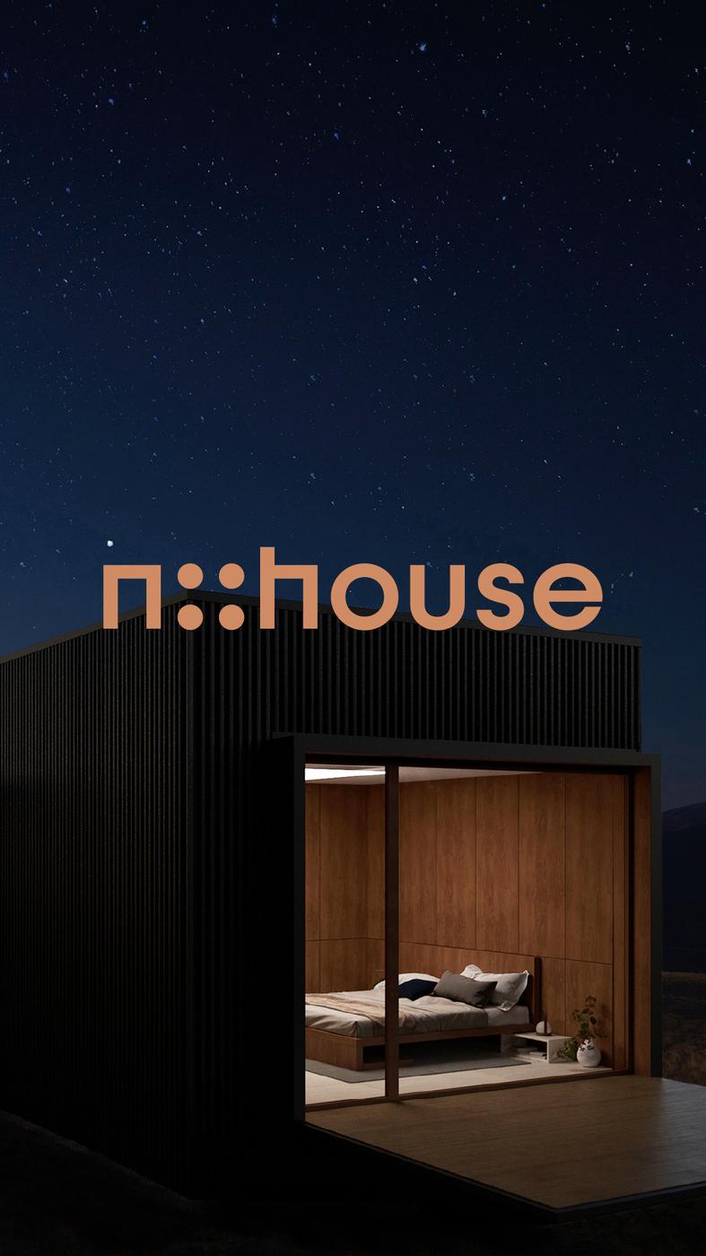 nHouse Instagram story: the orange logo above the module at night