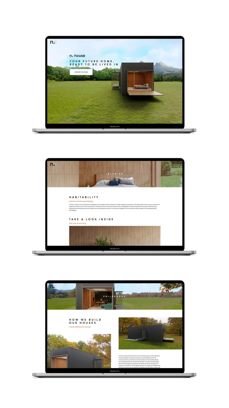 nHouse Instagram story: three website pages on a laptop