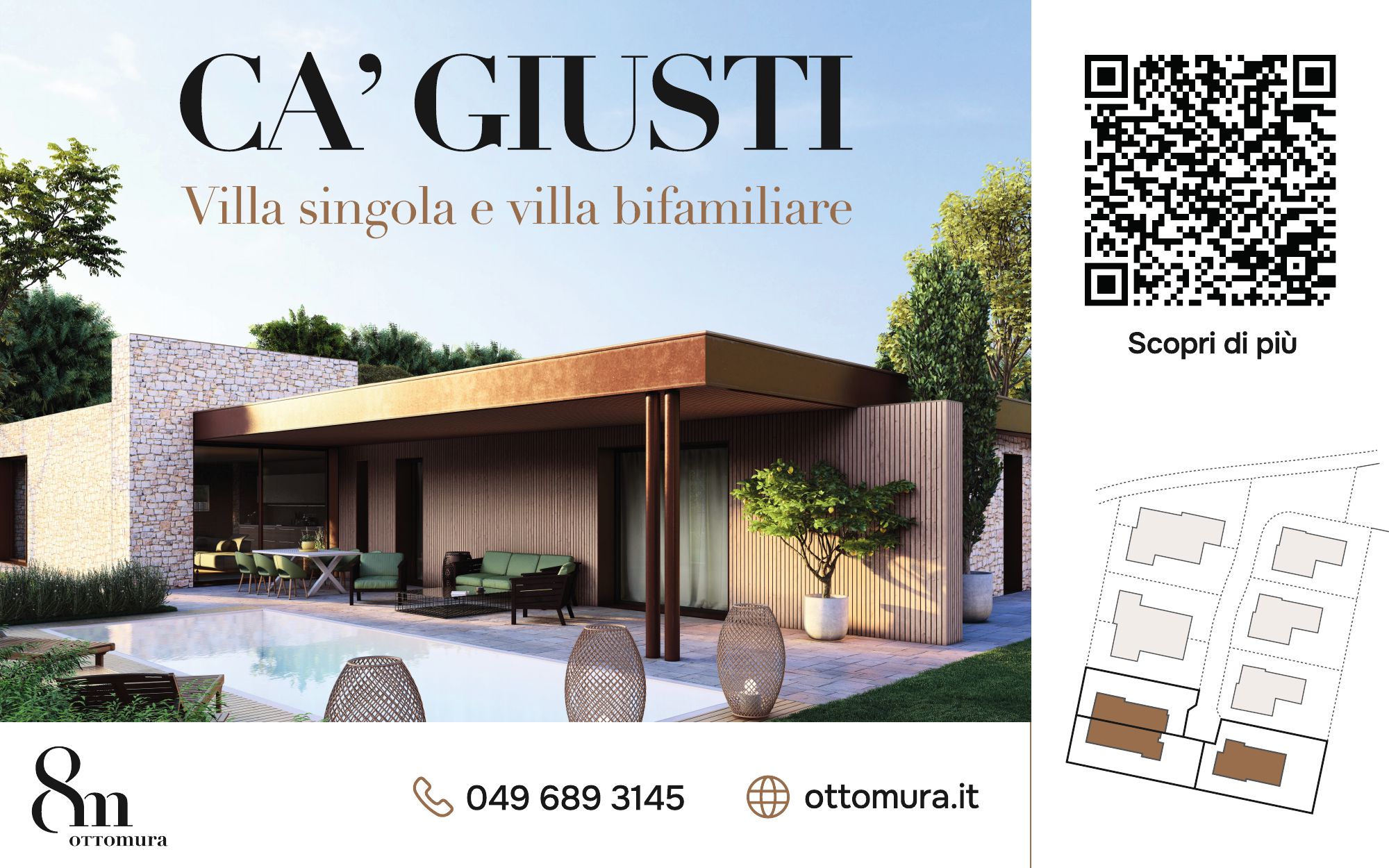 Prima versione del cartellone Ca’ Giusti con il pannello del QR code