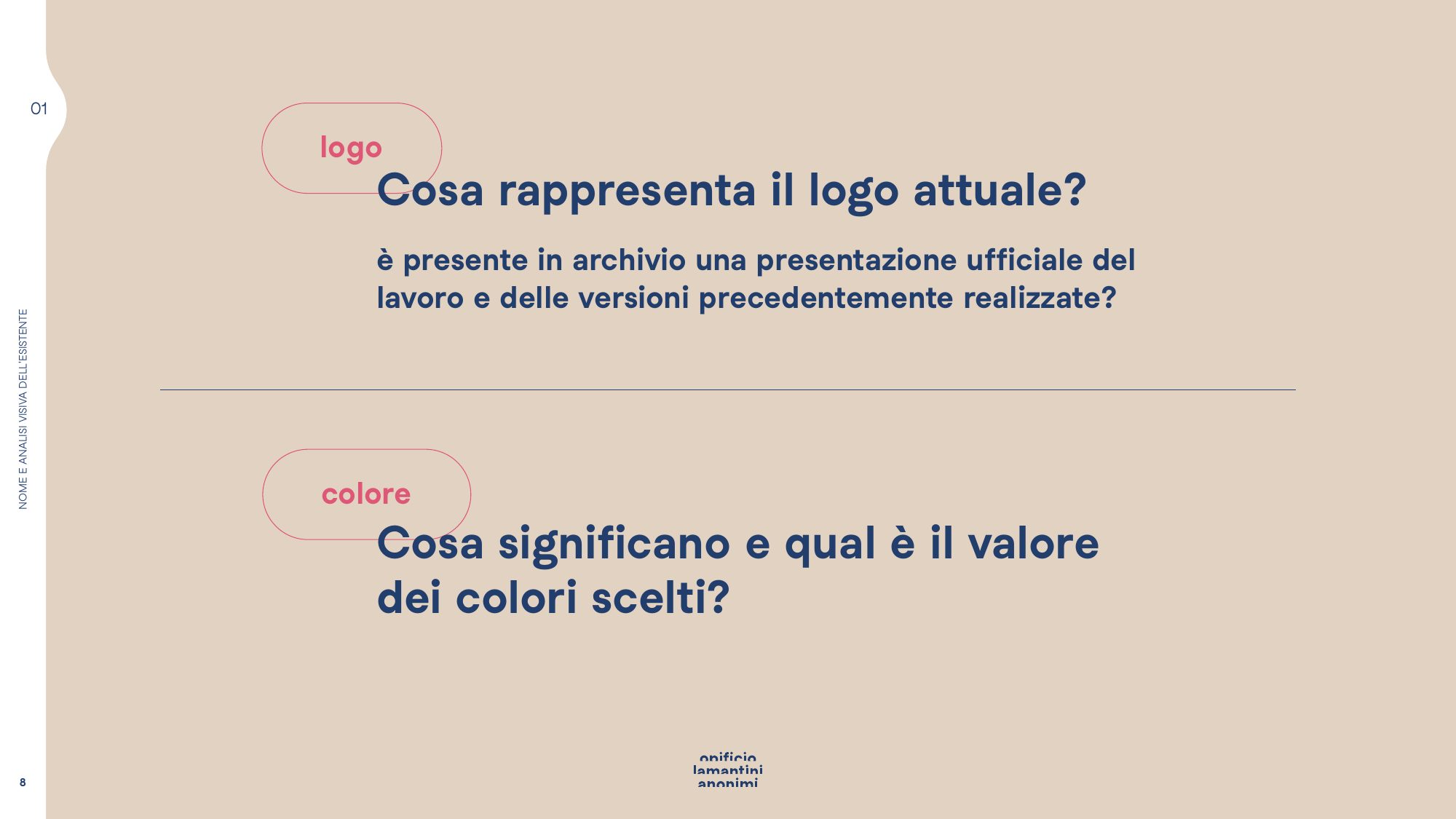 Pagina del questionario sulle domande relative al logo e ai colori