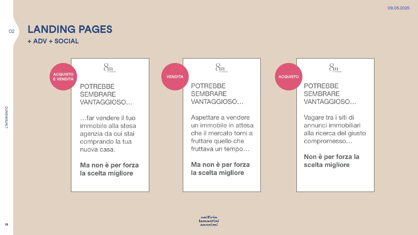 Slide sulle landing page, la pubblicità e i social