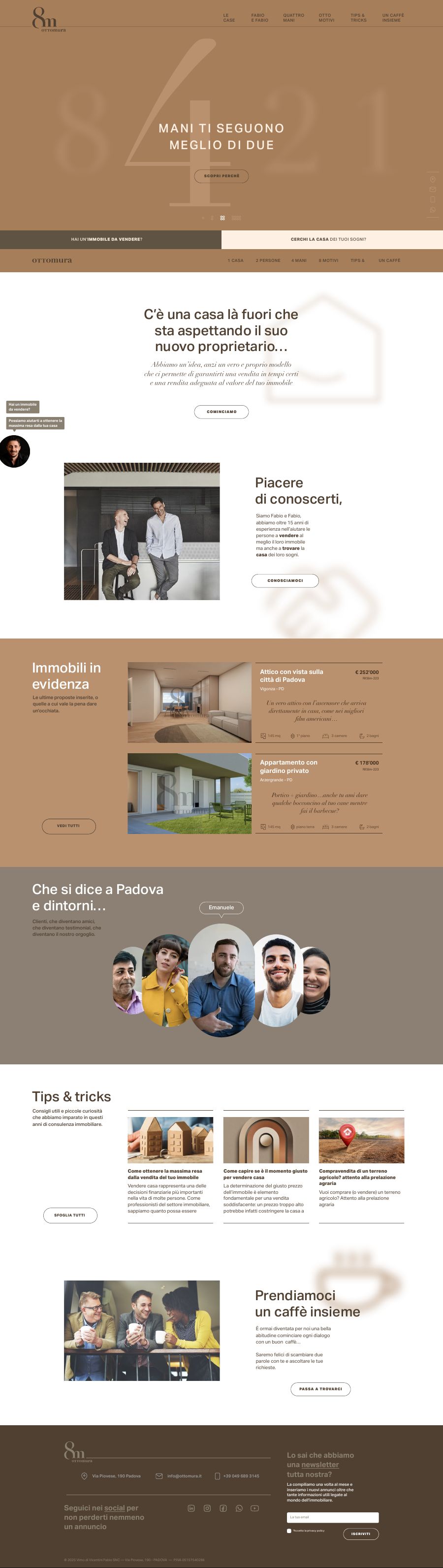 Sito ottomura.it, homepage su desktop